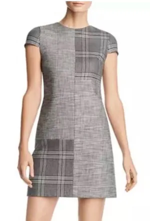 Alice + Olivia Gray Plaid Patchwork Mini Dress thumbnail 1