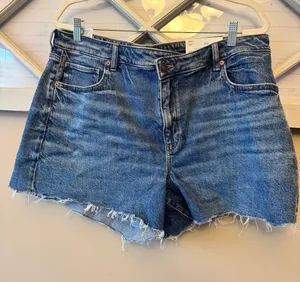 NWT American Eagle Outfitters Mom Shorts Blue Denim Size 20W Super High Rise thumbnail 1