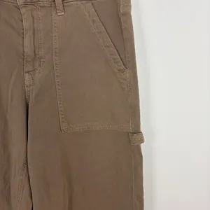 American Eagle Stretch Baggy Wide Leg Cargo Pants Brown High Rise Carpenter 2 thumbnail 4