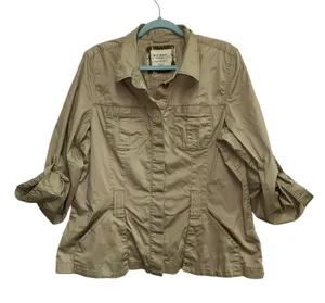Vintage Old Navy Women's XXL‎ Khaki Utility Safari Jacket Roll Tab Cargo Pockets thumbnail 1