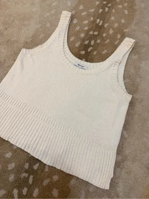 Madewell Knit Sweater Tank Top Ivory Cream Size L Style MN2957 thumbnail 3