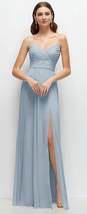 After Six Strapless Pleated Surplice Chiffon Maxi Dress With A-Line Skirt thumbnail 1