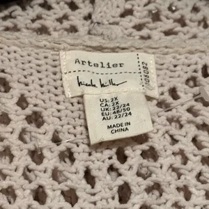 NWT Artelier Nicole Miller Open-Knit Hooded Cardigan 2XL thumbnail 3