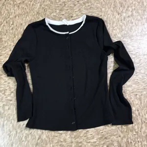 Lovers + Friends Black Button-Down Top with White Trim thumbnail 1