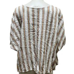 Ava & Viv Women's 2XL Striped V-Neck Blouse Tie Front Multicolor thumbnail 6