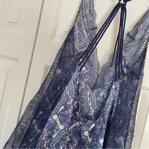 Victoria’s Secret Deep V Satin Lace Paisley Print Slip Dress Intimates Sz Medium thumbnail 4