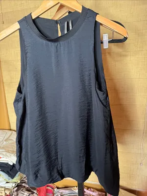 NWT By Anthropologie Shimmer Bubble Hem Top Black Medium thumbnail 7
