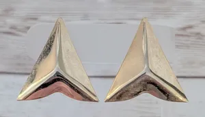 Vintage Clip On Earrings Gold Tone Large Triangular Statement thumbnail 1