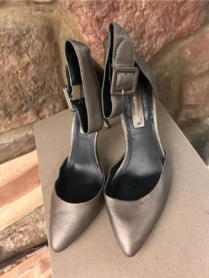 BCBGeneration Metallic Dark Gray Pointed-Toe Ankle-Strap Heels 10 M thumbnail 8