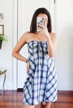 Somedays Lovin strapless gingham dress NWT thumbnail 1