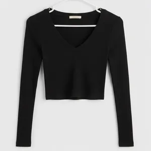 BOZZOLO Women’s Long Sleeve Casual Crop Top thumbnail 1