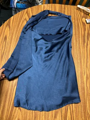 Navy Blue Satin Mini Dress Size XS thumbnail 3