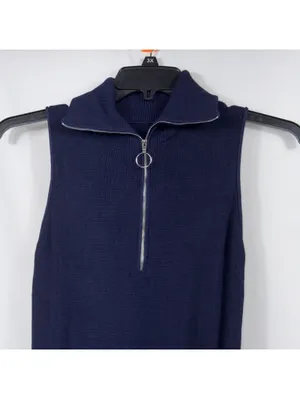 Women’s Small Navy Knit Quarter Zip Romper thumbnail 2