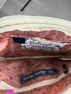 lug Quilted Crossbody in Coral, Cream and Pink Leaf Print thumbnail 7