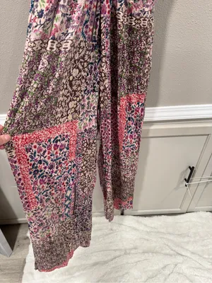 NWT Angie Multicolor Floral Patchwork Maxi Dress in Brown, Pink & Purple thumbnail 6