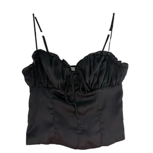 Y2K Gothic S Small Bustier Corset Top Black‎ Satin Lush Festival Punk Whimsigoth thumbnail 2