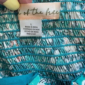 Band of‎ the Free Anthropologie Teal Floral Smocked Mini Dress Boho L thumbnail 5