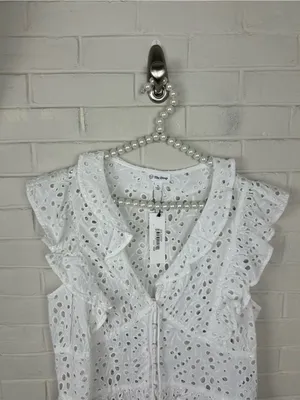 NWT The Drop Margo Tie Sleeveless White Eyelet Top Size XL thumbnail 8
