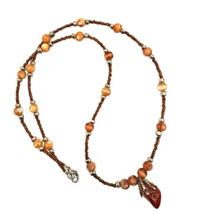 Carnelian Orange beaded pendant necklace thumbnail 9
