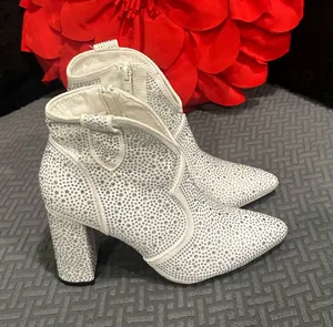 Pierre Dumas White rhinestone boots thumbnail 1