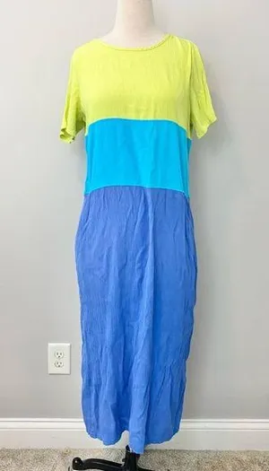 Diane Von Furstenberg Colorblock Pattern crepe maxi dress large DVF thumbnail 1