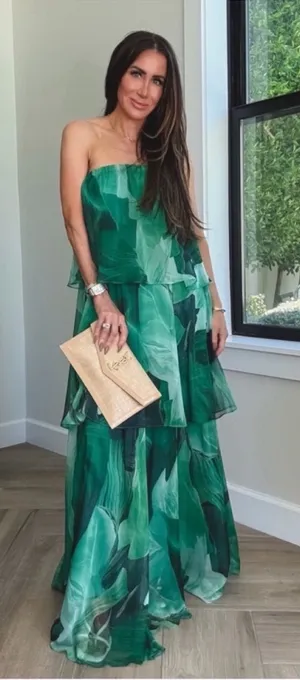 Petal & Pup Bloom Straplessy Maxi Dress in Green XS thumbnail 1