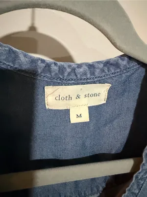 cloth & stone Washed Blue Denim-Effect Long-Sleeve Top thumbnail 4