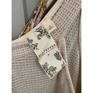 Blu Pepper Womens Cream Knit Tank Top Paisley Scarf Tie Detail Boho Sleeveless S thumbnail 5