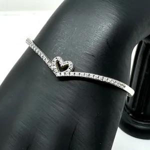 Pandora sterling silver/CZ bangle bracelet, size 1 / small thumbnail 1