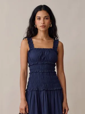NWT Few Moda o.p.t Freya Dress size XL Navy Blue midi lace cotton thumbnail 3
