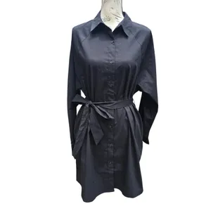Express NWT 43P Portofino Shirt Dress Black Long Sleeve‎ Tie Waist Mini Small thumbnail 2