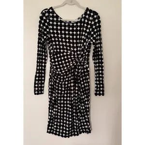 Seraphine Black White Polka Dot Knot Front Maternity Dress Long Sleeve Sz S thumbnail 2