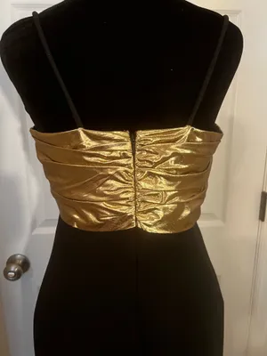 Vintage fancy black and gold bridesmaid wedding guest dress thumbnail 4