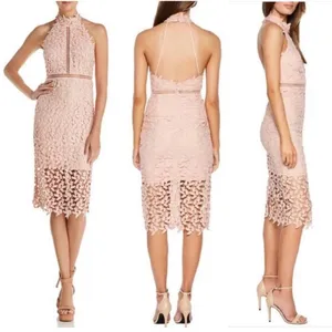BARDOT Gemma Lace‎ Halter Dress in Light Champagne Pink XS thumbnail 2