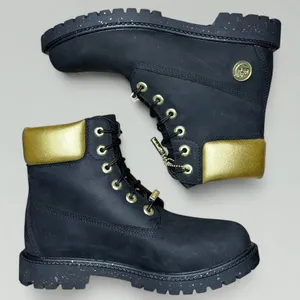 Timberland 6” Heritage Waterproof Nubuck Cupsole Boots in Black/Gold thumbnail 7