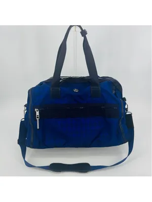 Lululemon Athletica Weekend Warrior Travel Duffel Bag Blue Black Houndstooth thumbnail 3