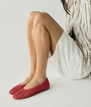 Nordstrom Rack Red Woven Flats thumbnail 1