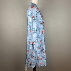 Feathers By Tolani Emilia Dress Size S Blue Floral Modal‎ Pockets Bell Sleeve thumbnail 6