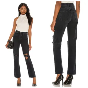 AGOLDE Lana Straight Jeans Black Grey Distressed thumbnail 2