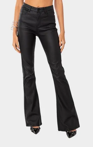 EDIKTED Luna Faux Leather Flare Pants Womens Jeans size xs‎ thumbnail 1