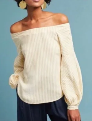 ANTHROPOLOGIE Maeve Clotille Linen Off Shoulder Top‎ Sz 2 thumbnail 1