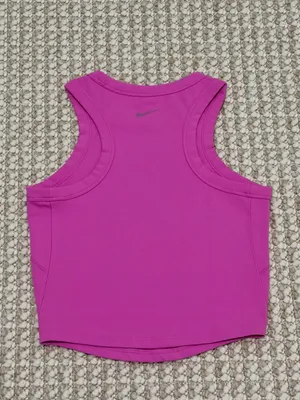 Nike One Pink Fitted Women's Dri-FIT Cropped Tank Top Small thumbnail 4