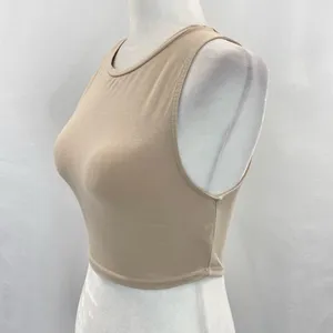 ZARA Cropped Tank Top Sleeveless Crewneck Crop Top Beige Size Small thumbnail 8