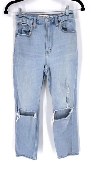 Abercrombie & Fitch Ultra High Rise Ankle Straight Jeans Distressed Size 25‎ thumbnail 1