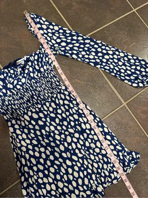 Reformation Rue Long Sleeve Mini Dress Crepe Spotted Lolita Blue White 0 thumbnail 11