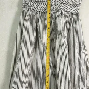 Aryn K Strapless Mini Dress Womens‎ Small Black White Striped Ruched Fit & Flare thumbnail 6