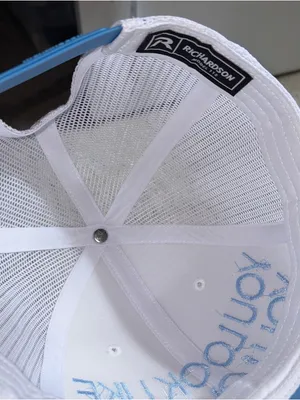 NWOT White & Light Blue Embroidered Richardson Hat “YOU LOOK LIKE YOU LOVE ME” thumbnail 3