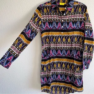 Roller Rabbit Ikat Print Long‎ Sleeve Shirt Dress thumbnail 5