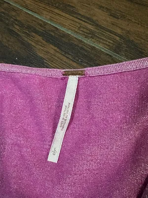 Free People wanna dance convertible Metallic pink purple shoulder tie sleeveless top thumbnail 4