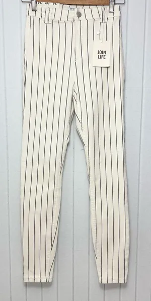 Bershka High Rise Jegging White Stripe Denim Pants‎ size 02' thumbnail 1
